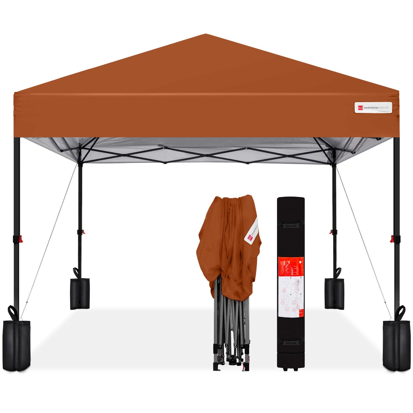 One-Person Setup Instant Pop Up Canopy w/ Case, 4 Weight Bags - 10x10ft