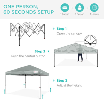 One-Person Setup Instant Pop Up Canopy w/ Case, 4 Weight Bags - 10x10ft