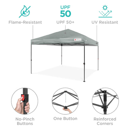 One-Person Setup Instant Pop Up Canopy w/ Case, 4 Weight Bags - 10x10ft