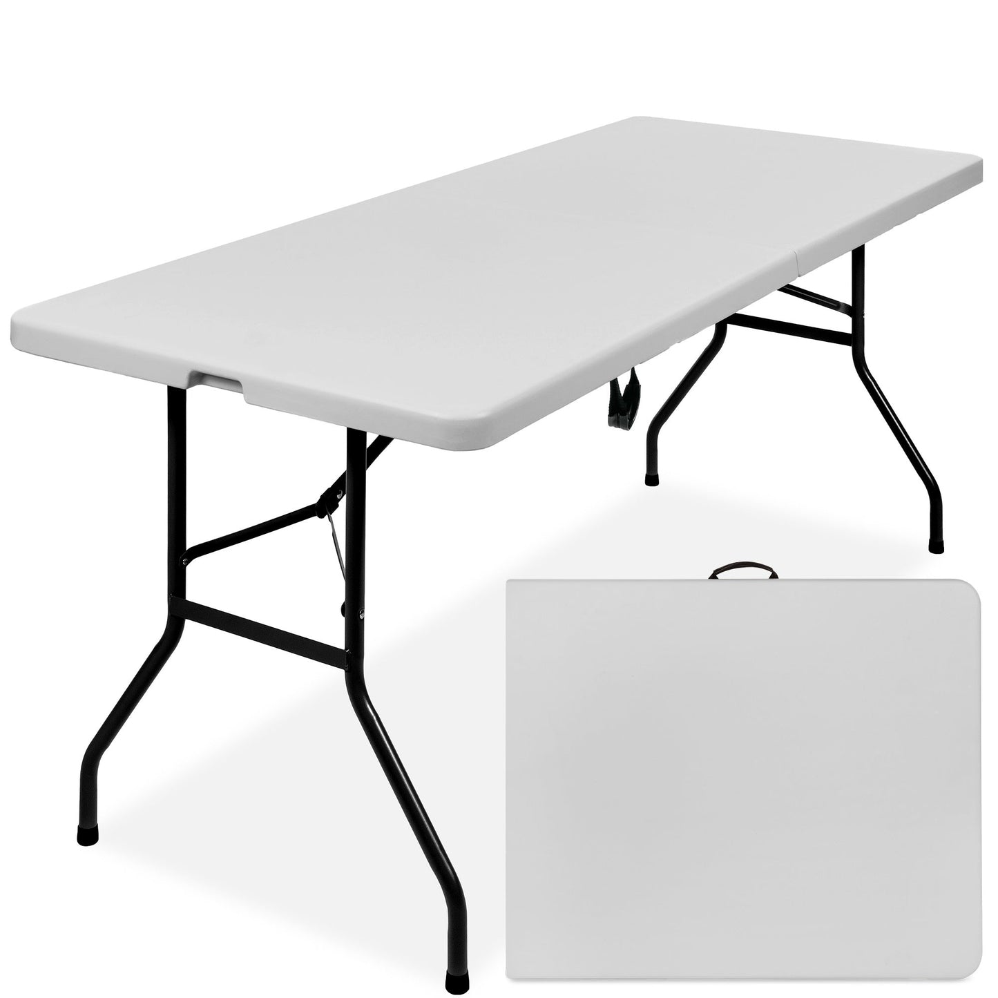 Portable Folding Plastic Dining Table w/ Handle, Lock - 6ft