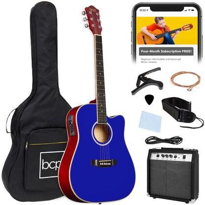 Beginner Acoustic Electric Cutaway Guitar Set w/ Gig Bag, Strap - 41in