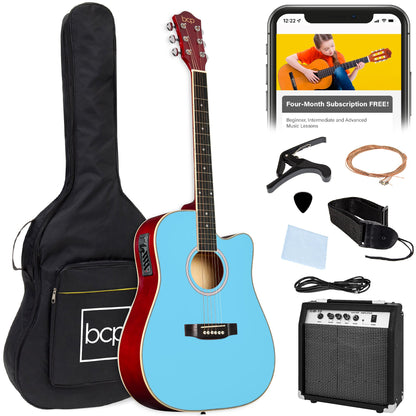 Beginner Acoustic Electric Cutaway Guitar Set w/ Gig Bag, Strap - 41in