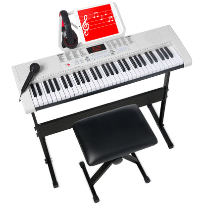 61-Key Beginners Electronic Keyboard Piano Set w/ 3 Modes, Microphone