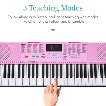 61-Key Beginners Electronic Keyboard Piano Set w/ 3 Modes, Microphone