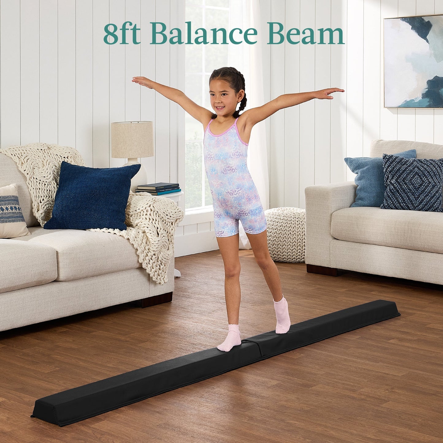 Folding Exercise Fitness Floor Mat w/ Handles & Balance Beam