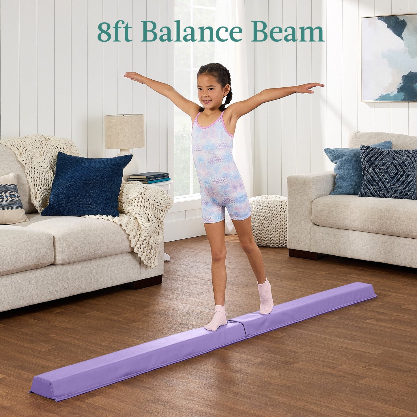 Folding Exercise Fitness Floor Mat w/ Handles & Balance Beam