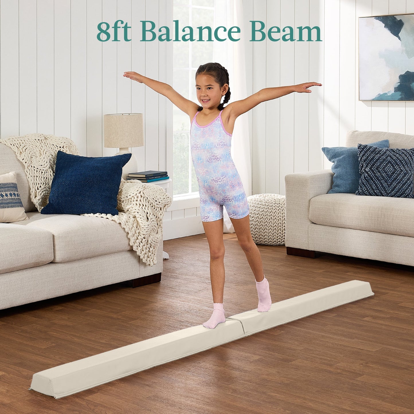 Folding Exercise Fitness Floor Mat w/ Handles & Balance Beam