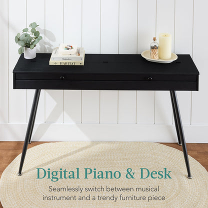 Modern 88 Key Fully Weighted Desk Style Digital Piano w/ Metal Legs