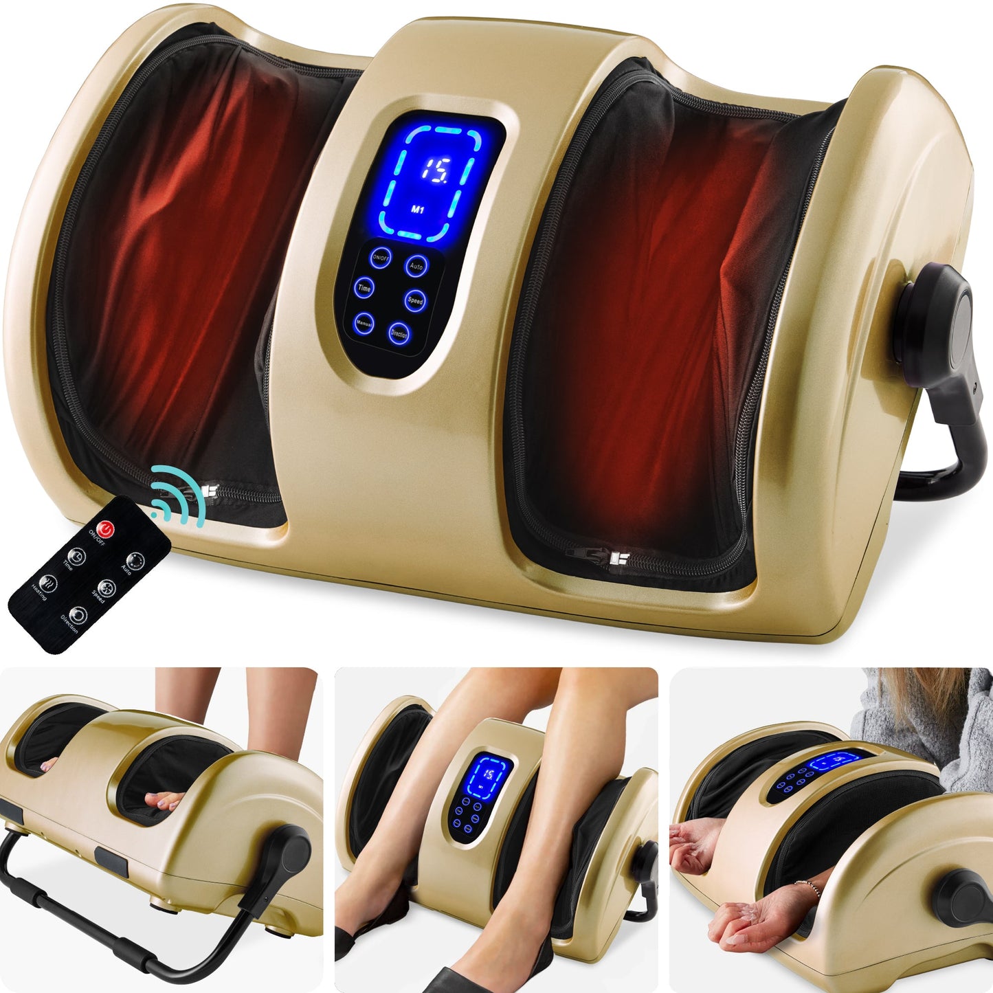 Reflexology Shiatsu Foot Massager w/ High-Intensity Rollers, Remote Control