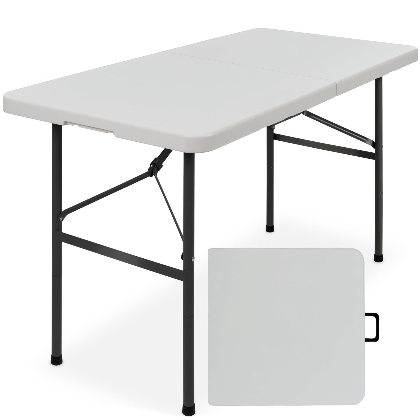 Portable Folding Plastic Dining Table w/ Handle, Lock - 4ft