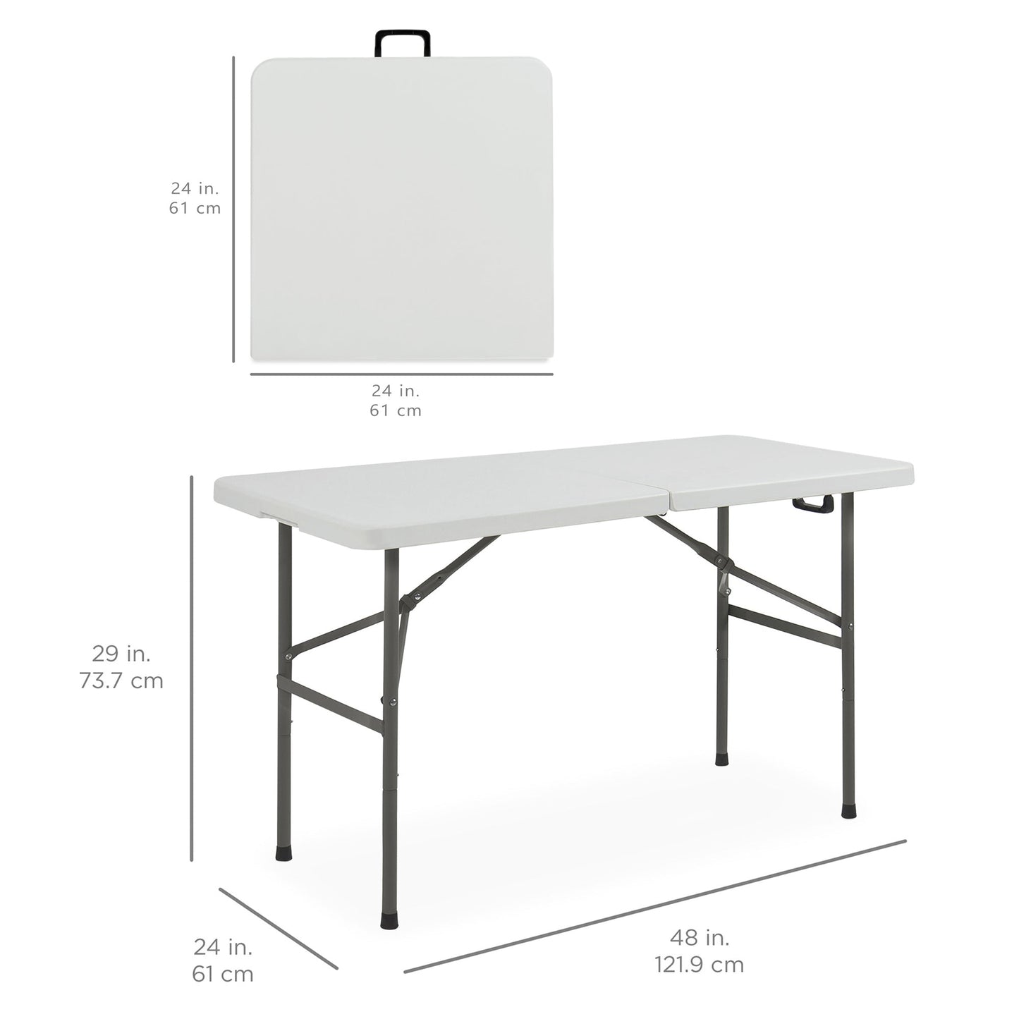 Portable Folding Plastic Dining Table w/ Handle, Lock - 4ft